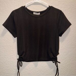 Paper Crane Black Crop Top with Side Ties